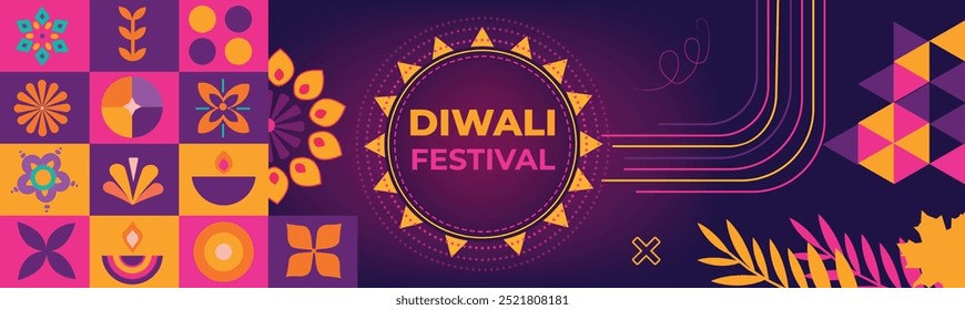 Feliz Plantilla de celebración de Diwali . Ilustración de Diwali de diya ardiente en el fondo de Festiva de Diwali feliz para el festival de la luz de la India