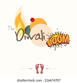 Happy Diwali celebrations poster, banner or flyer design with colorful text and Goddess Laxmi on white background. 