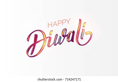 Happy Diwali colorful calligraphic lettering poster. Colorful hand written font with paint/ink splatters. Vector illustration