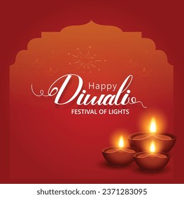 Happy Diwali with cracker realistic oil lamp on background for Diwali Festival celebration.