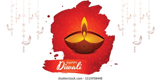 Happy diwali creative card festival background vector