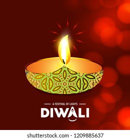 Happy diwali creative design with red background and typography
