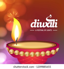 Happy diwali creative design with red background and typography
