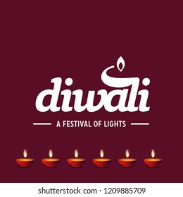 Happy diwali creative design with red background and typography
