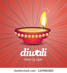 Happy diwali creative design with red background and typography