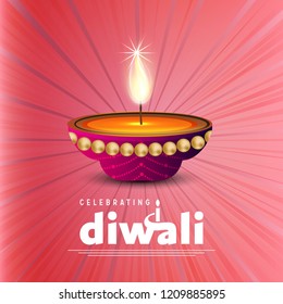 Happy diwali creative design with red background and typography