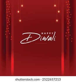 Feliz Diwali Criativo, festivo design de banner cor vermelha