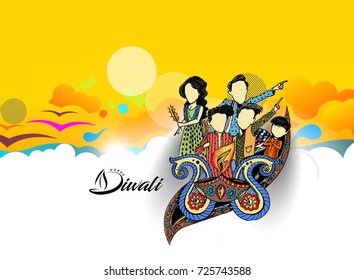 Happy Diwali creative flyer for Diwali festival. Vector illustration