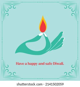 Feliz diwali creativo concepto de mano
