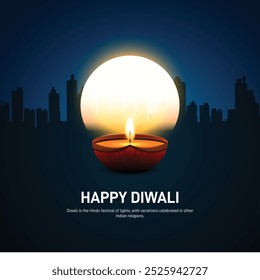 Feliz Diwali. Feliz cartel creativo de diwali, Anuncio, publicación de redes sociales, fondo, Plantilla, tarjeta de felicitaciones, diseño de postal, etc. feliz concepto de vacaciones de diwali.