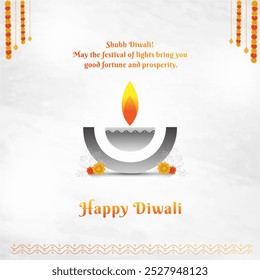 Feliz Diwali. Vector Creativo de Diseño de Publicaciones en Redes Sociales. Festival Indio. Tarjeta de felicitación de Diwali.