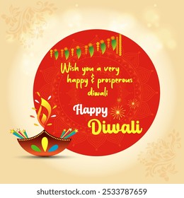 Happy Diwali. Creative Social Media Greetings Template Vector Design Layered. Deepawali, Indian Festival background. Wishes Post