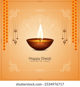 Feliz Diwali cultural hindu Indian festival saudação cartão design vetor