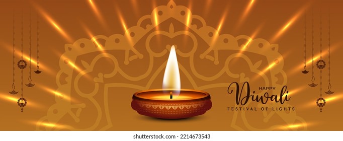 Happy Diwali cultural religious Indian festival banner design vector