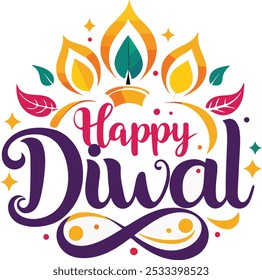 Happy Diwali cursive font design.