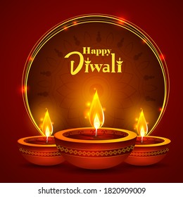 Happy Diwali Diya Oil Lamp Festival Stock Vector (Royalty Free) 1189712392