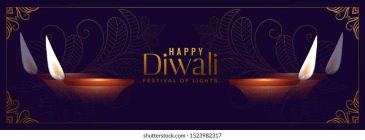 happy diwali decorative diya festival banner design