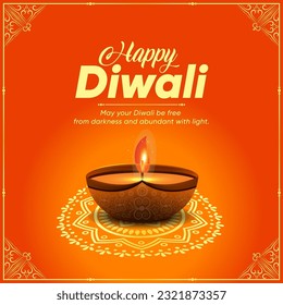 Happy Diwali decorative festival wishing card vector design