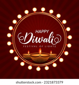 Happy Diwali decorative festival wishing card vector design