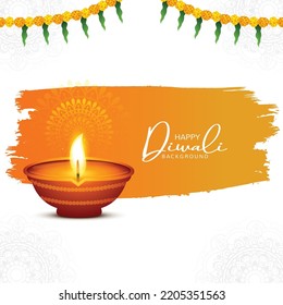 Happy diwali decorative oil lamp festival celebration card background