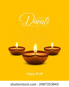 Feliz Diwali lámpara de aceite decorativa festival de celebración tarjeta de fondo Vector