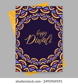 Happy diwali, deepavali, dipavali festival of lights. Simple design set diya lights, mandala for greeting card, flyer, poster, or cover