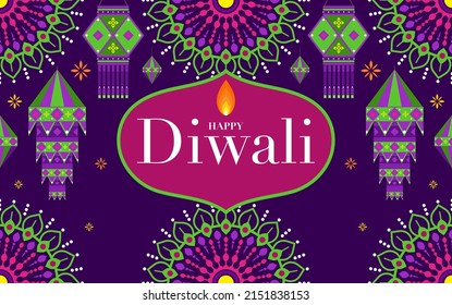 Happy Diwali, Deepavali or Dipavali the Indian festival Celebration flat design.