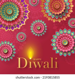 Happy Diwali, Deepavali or Dipavali the Indian festival Celebration flat design.