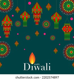 Happy Diwali, Deepavali or Dipavali the Indian festival Celebration flat design.