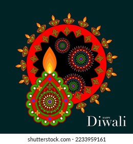 Happy Diwali, Deepavali or Dipavali the Indian festival Celebration flat design.