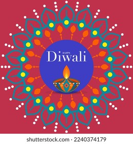 Happy Diwali, Deepavali or Dipavali the Indian festival Celebration flat design.