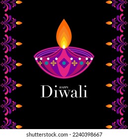 Happy Diwali, Deepavali or Dipavali the Indian festival Celebration flat design.