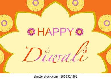 Happy Diwali, Deepavali or Dipavali on orange and yellow background. Indian Festival. Holiday season. Can be use for poster, banner.