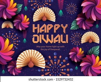 Happy Diwali / Happy Deepavali. Hindu festival greeting card with modern elements.