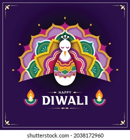 Happy Diwali or Happy Deepavali. Hindu festival greeting card design template with modern colourful elements.