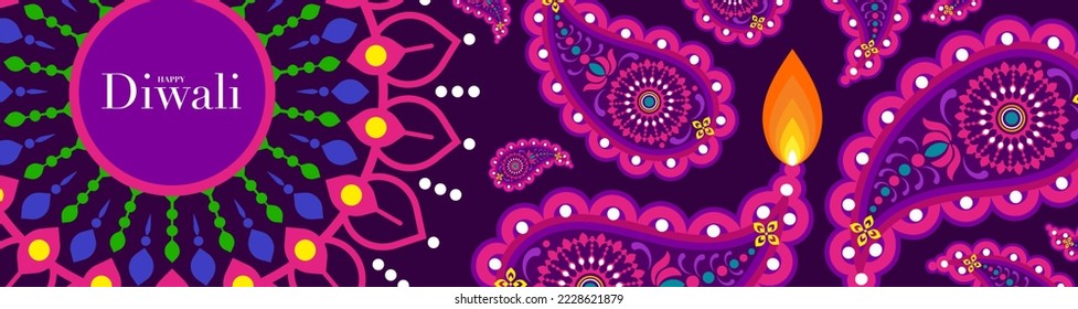 Happy diwali, deepavali the indian festival celebration on color background.
