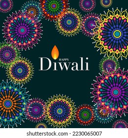 Happy diwali, deepavali the indian festival celebration on color background.
