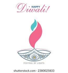 Happy Diwali or Deepavali Vector traditional Illustration, Indian Festival of Diya Lights Poster Template, Diwali Celebration Flat Design contemporary art artwork