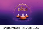 Happy Diwali design with Diya oil lamp elements, indian festive, bokeh sparkling effect, background for Diwali Festival celebration.