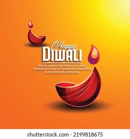 Happy Diwali design with Diya oil lamp elements, indian festive, bokeh sparkling effect, background for Diwali Festival celebration.