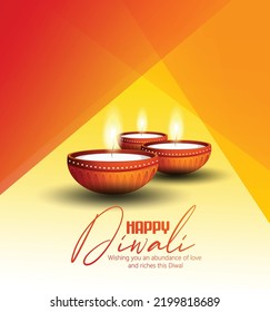 Happy Diwali design with Diya oil lamp elements, indian festive, bokeh sparkling effect, background for Diwali Festival celebration. 