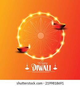 Happy Diwali design with Diya oil lamp elements, indian festive, bokeh sparkling effect, background for Diwali Festival celebration.