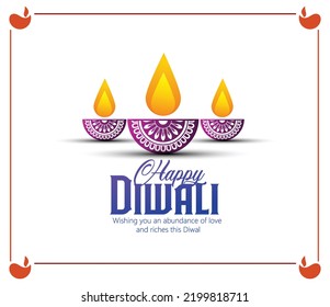 Happy Diwali design with Diya oil lamp elements, Indian festive, bokeh sparkling effect, background for Diwali Festival celebration.