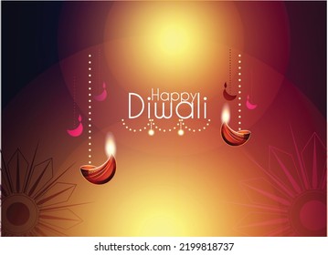 Happy Diwali design with Diya oil lamp elements, Indian festive, bokeh sparkling effect, background for Diwali Festival celebration.