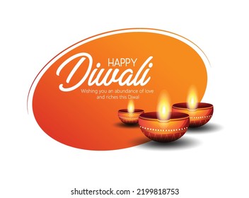 Happy Diwali design with Diya oil lamp elements, indian festive, bokeh sparkling effect, background for Diwali Festival celebration.