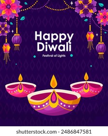 Happy Diwali design with Diya oil lamp elements, Indian festive, background for Diwali Festival celebration.