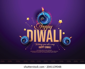 Happy Diwali design, sale, offer, with Diya oil lamp elements, rangoli background, bokeh sparkling effect