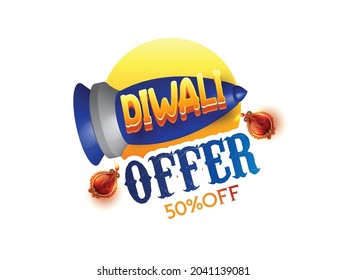 Happy Diwali design, sale, offer, with Diya oil lamp elements, rangoli background, bokeh sparkling effect