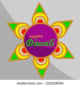 The happy diwali design wallpaper with flower style logo on white grey background