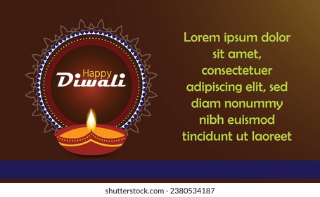 Happy Diwali with Diwali Dia, Diwali celebration post, vector illustration design.